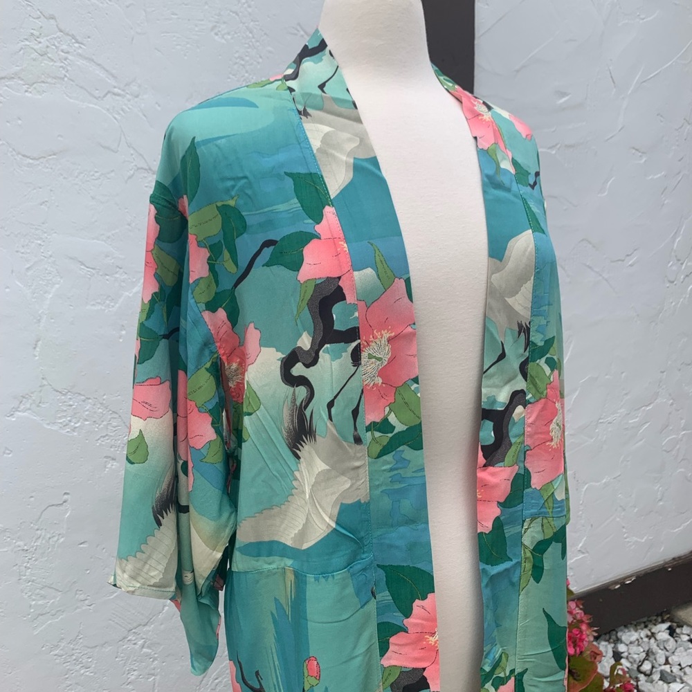 New Gorgeous Bohemian Mixed Print Kimono Duster Robe Jacket - Picture 6 of 10